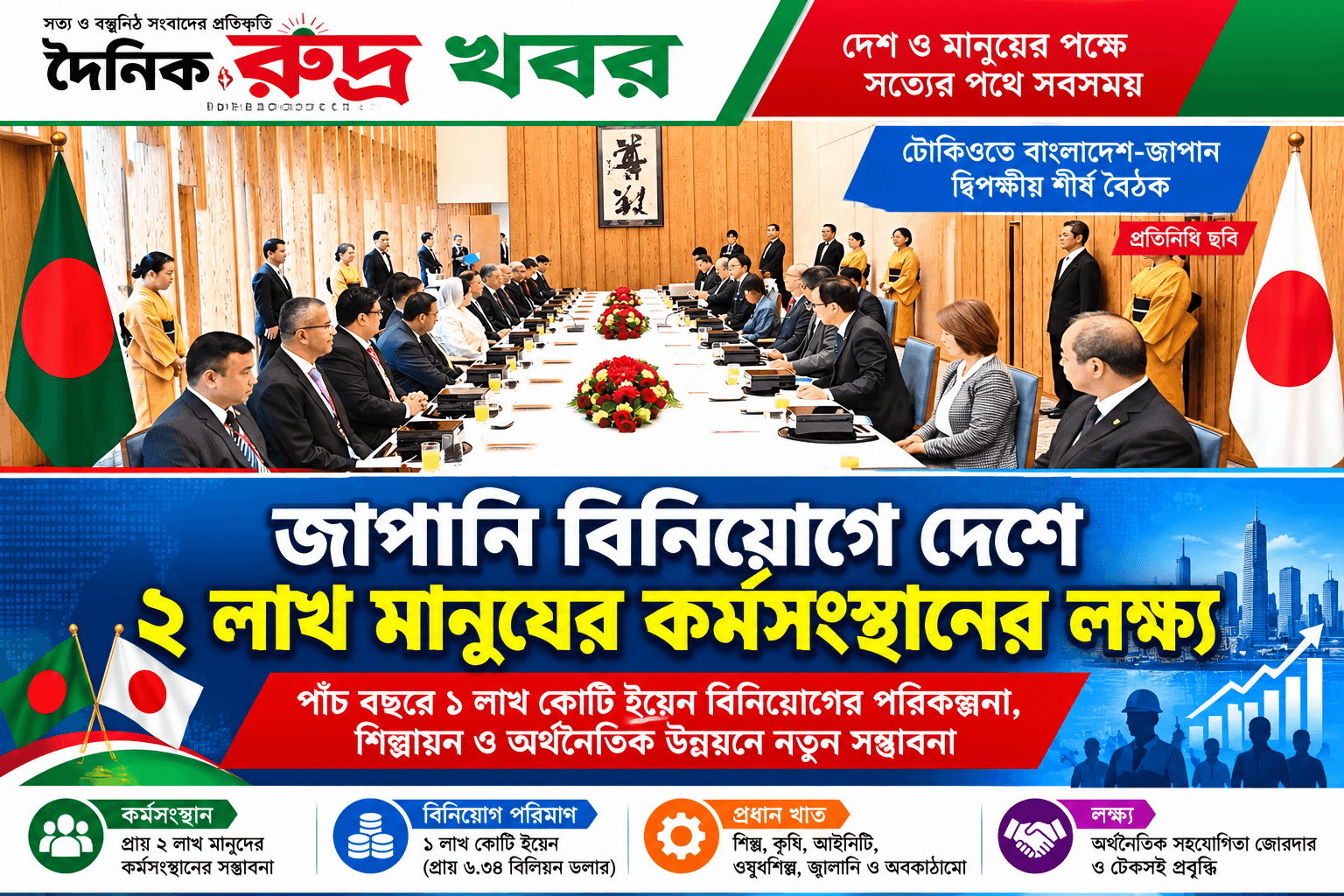 জাপানি বিনিয়োগে বাংলাদেশে ২ লাখ মানুষের কর্মসংস্থানের লক্ষ্য