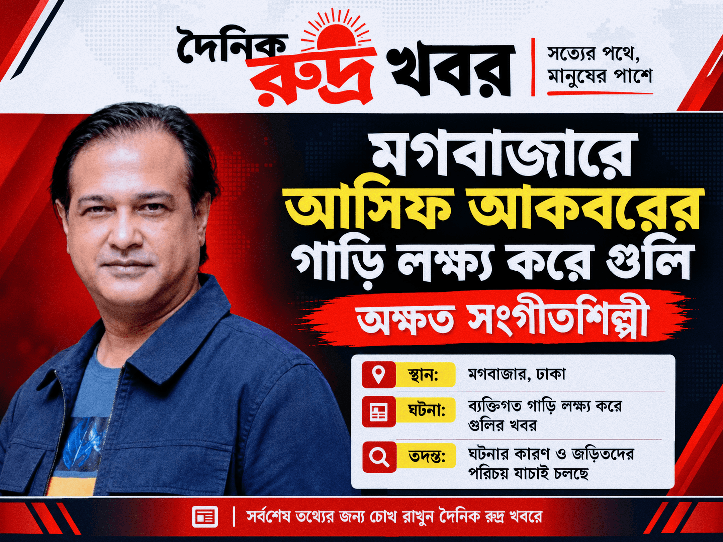 মগবাজারে আসিফ আকবরের গাড়ি লক্ষ্য করে গুলি, অক্ষত সংগীতশিল্পী
