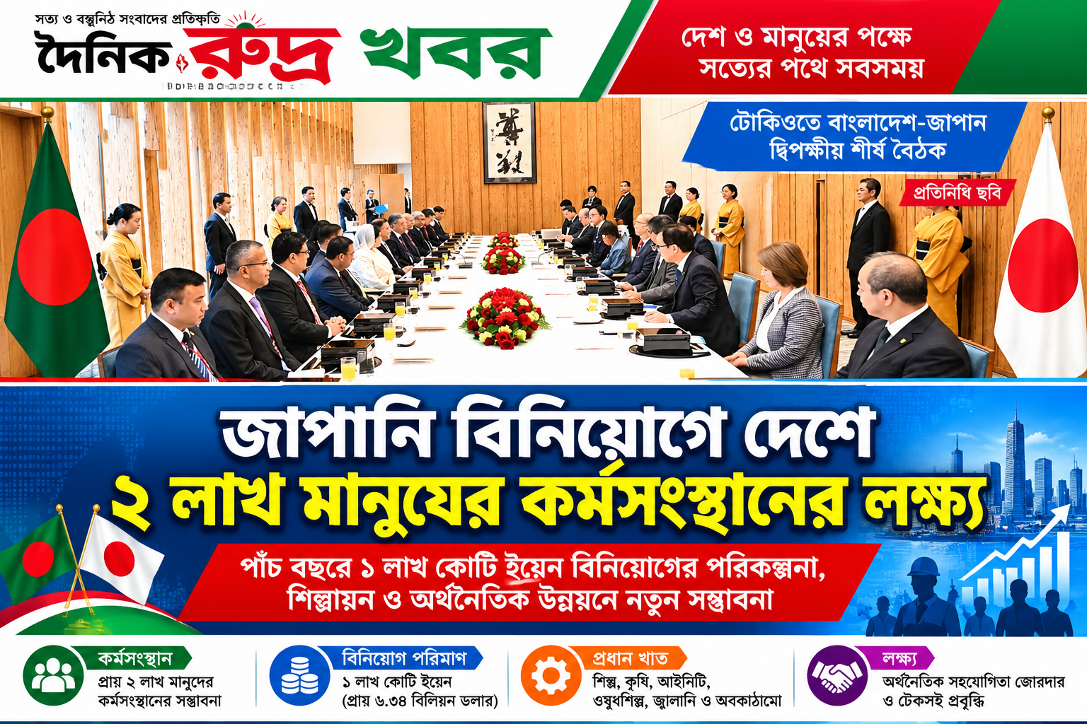 জাপানি বিনিয়োগে বাংলাদেশে ২ লাখ মানুষের কর্মসংস্থানের লক্ষ্য